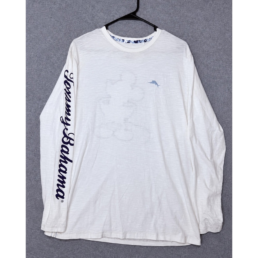 Tommy Bahama Disney Shirt Mens Small Long Sleeve Mickey Mouse Floral White Slub